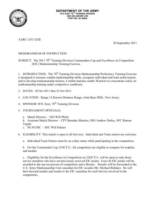 Department of the Army Letterhead Civilian Marksmanship Program