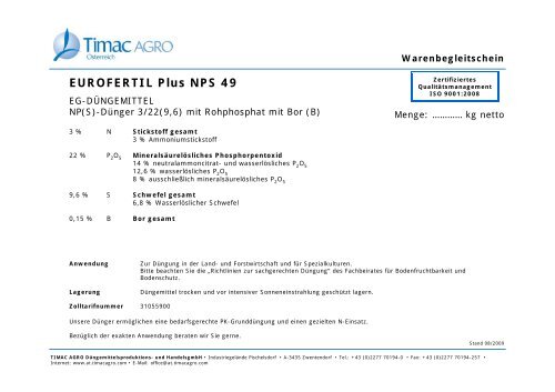 EUROFERTIL Plus NPS 49 - Timac Agro