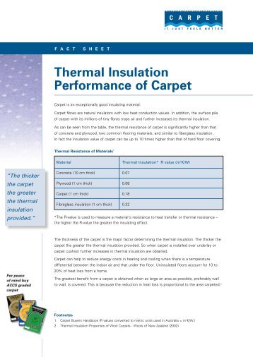 Thermal Insulation Performance of Carpet - Carpet Institute of Australia