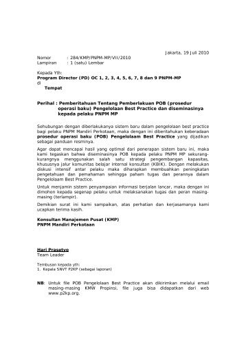 File 1 : Surat KMP Pemberitahuan tentang POB Best Practise - P2KP