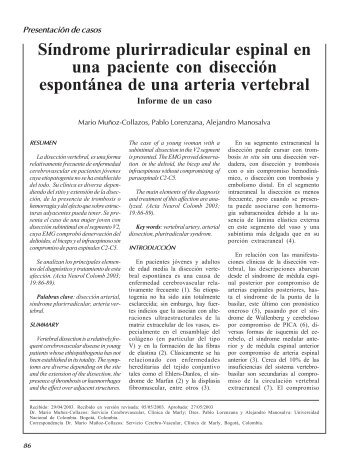 SÃ­ndrome plurirradicular espinal en una paciente con disecciÃ³n ...