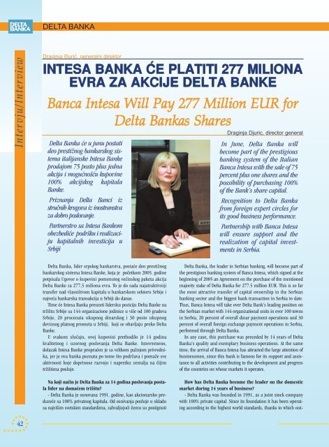 Banca Intesa Will Pay 277 Million EUR for Delta Banka ... - ProMoney