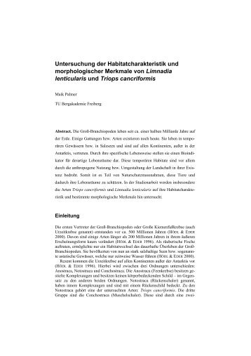 Untersuchung der Habitatcharakteristik und morphologischer ...