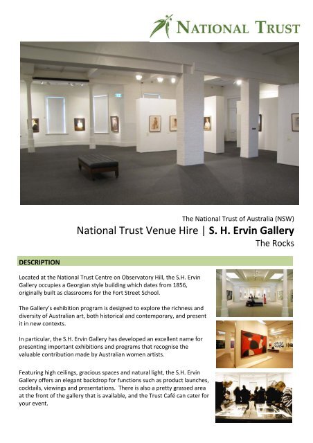 National Trust Venue Hire | S. H. Ervin Gallery - NSW
