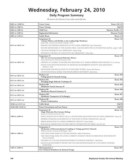 Wednesday Schedule - Biophysical Society