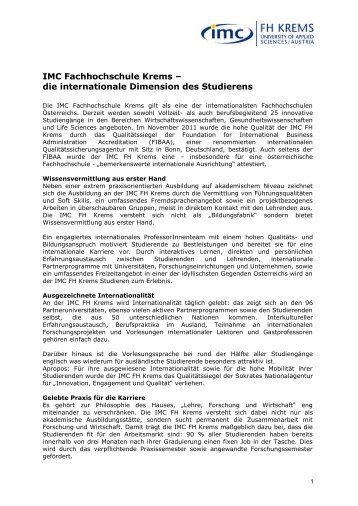 IMC Fachhochschule Krems â€“ Studium mit Top Berufsaussichten