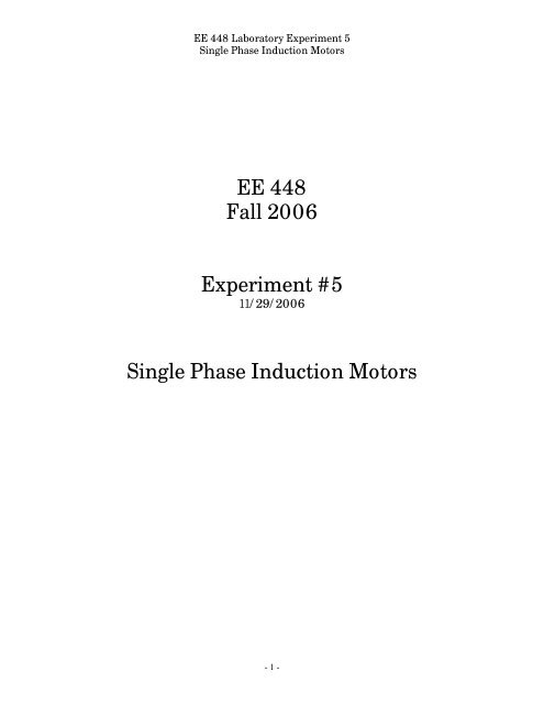 Lab Experiment No. 5: Single-Phase Motors