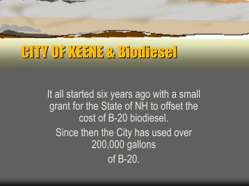 CITY OF KEENE & Biodiesel - Granite State Clean Cities Coalition