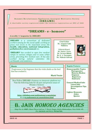 Issue 49 - Dr. Bidani's Centre for Homoeopathy