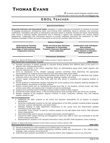 ESOL Teacher - Resume Prime