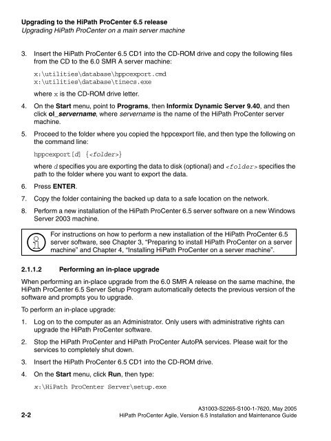 Installation and Maintenance Guide, HiPath ProCenter Agile