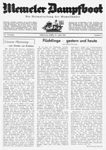 Die Heimatzeitung der Memelländer - Memeler Dampfboot