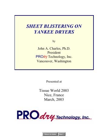 Sheet Blistering on Yankee Dryers