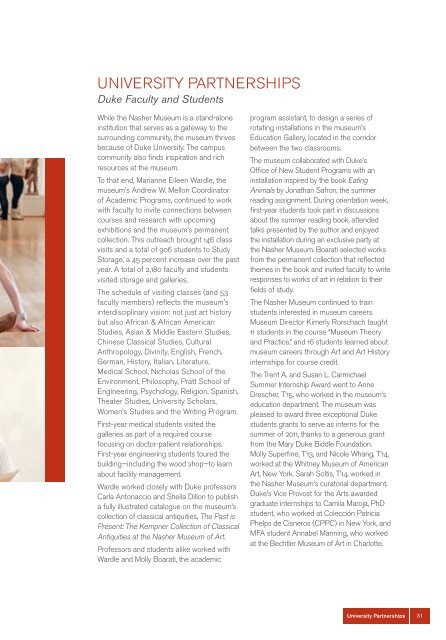 2012 Annual Report - Nasher Museum of Art - Duke University