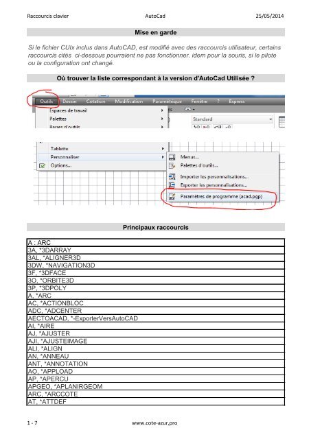 raccourcis-autocad