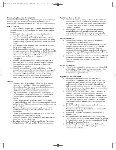 catalog 07-08 edited:05-06 catalog.qxd - Westminster College