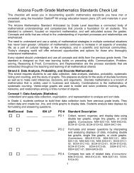 Arizona Fourth Grade Math Standards Check List - TEP.com