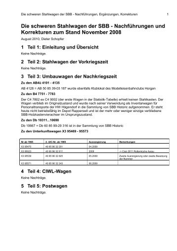 Die schweren Stahlwagen der SBB - NachfÃ¼hrungen und ...