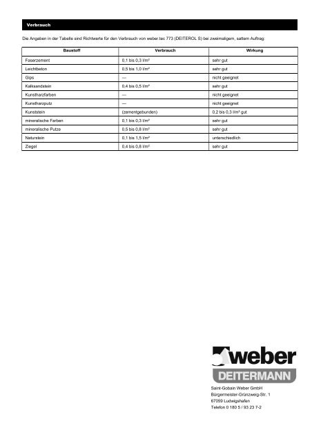 weber.tec 773 (DeiterolÃ‚Â® S) - Saint-Gobain Weber GmbH