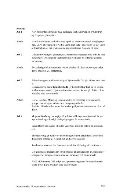 REFERAT - Dansk Selskab for Klinisk Etik