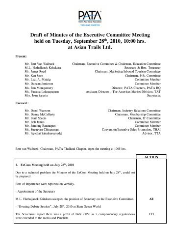 Draft of Minutes of the Executive Committee Meeting held on ...