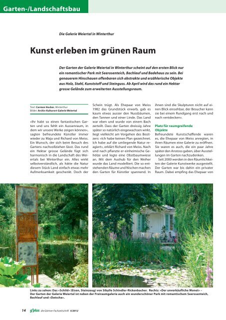 Kunst Erleben Im Grunen Raum Galerie Weiertal