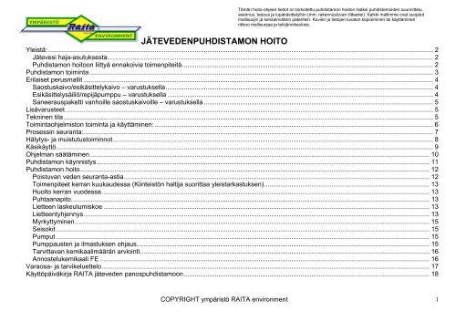 JÃTEVEDENPUHDISTAMON HOITO - Raita Environment