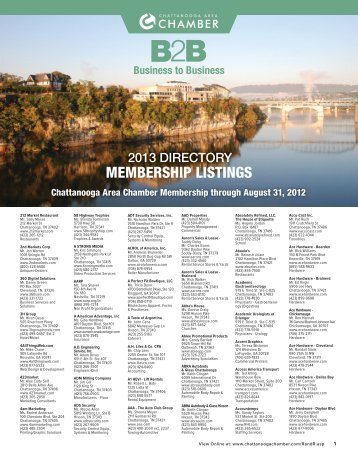 MEMBERSHIP LISTINGS - Chattanooga Area Chamber of Commerce