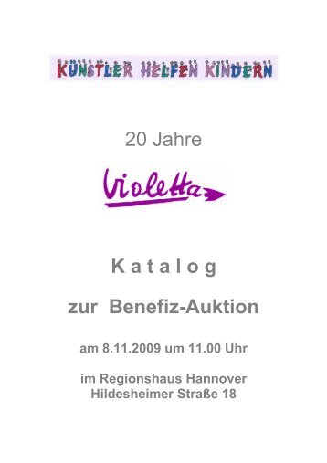 20 Jahre K a t a l o g zur Benefiz-Auktion - Violetta