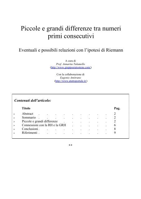 Piccole e grandi differenze tra numeri primi consecutivi - atuttoportale