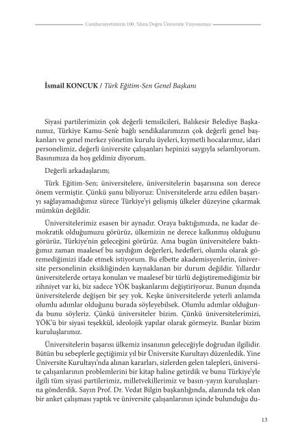 Cumhuriyetimizin 100. YÄ±lÄ±na DoÄru Ãniversite ... - TÃ¼rk EÄitim-Sen