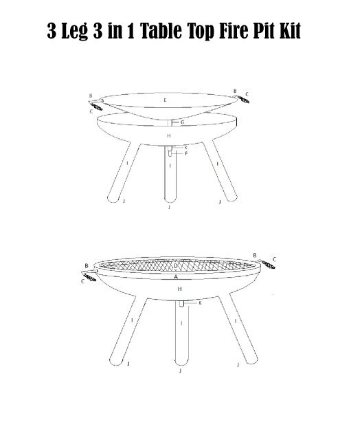 3 Leg 3 In 1 Table Top Fire Pit Kit Circle J Fabrication Inc