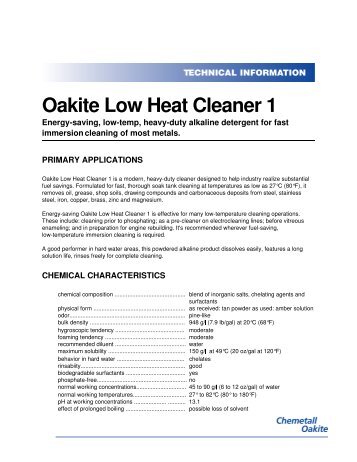 Oakite Low Heat Cleaner 1 - Super Kleen Direct