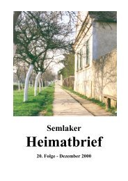 Semlaker Heimatbrief 20. Folge - Dezember 2000 - HOG Semlak