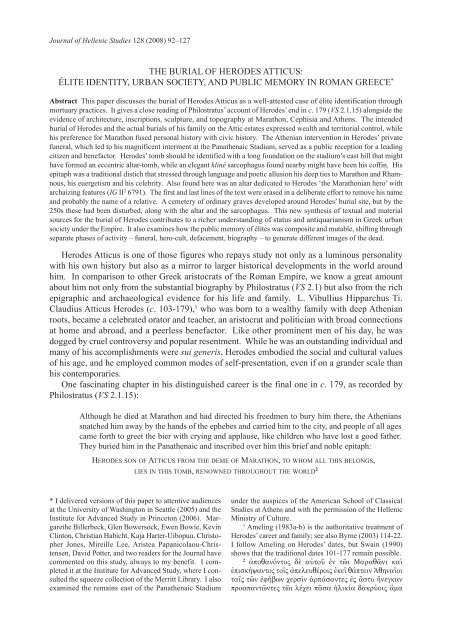 The burial of Herodes Atticus - Cambridge Journals