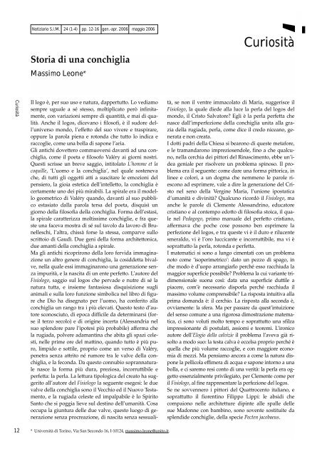 scarica il Notiziario S.I.M. - SocietÃƒÂ  Italiana di Malacologia