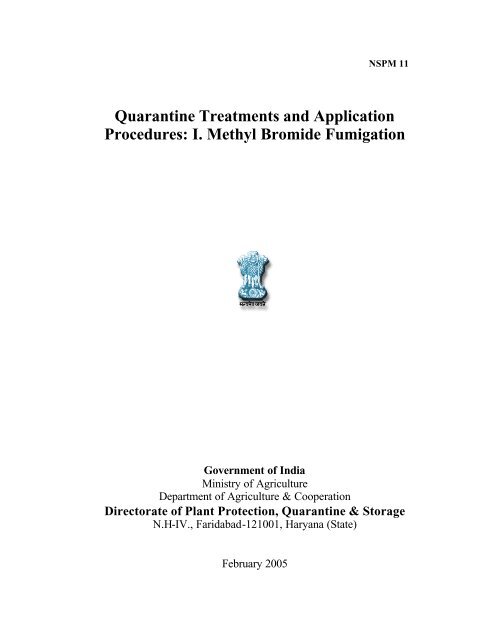 NSPM 11 Quarantine Treatment - Plant quarantine India