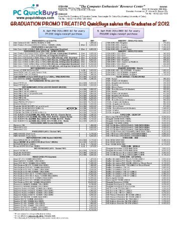 Download PC Quickbuys Pricelist - March 2012 - AffordableCebu