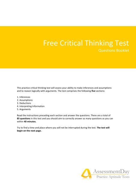 critical thinking questions for aptitude test