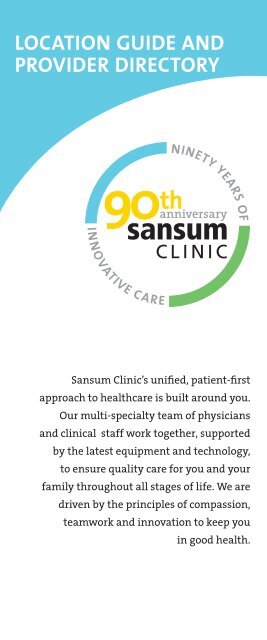 LOCATION GUIDE AND PROVIDER DIRECTORY - Sansum Clinic