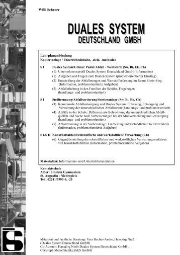 Duales System Deutschland GmbH - Portal Schule Wirtschaft