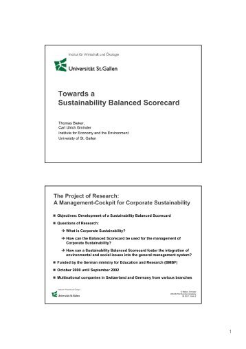 Towards a Sustainability Balanced Scorecard - GreenProf