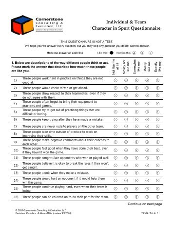 Individual & Team Character in Sport Questionnaire