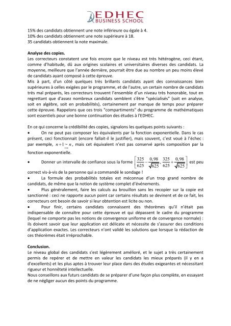 AST1 2012 - mathÃ©matiques sujet corrigÃ© rapport - EDHEC Grande ...