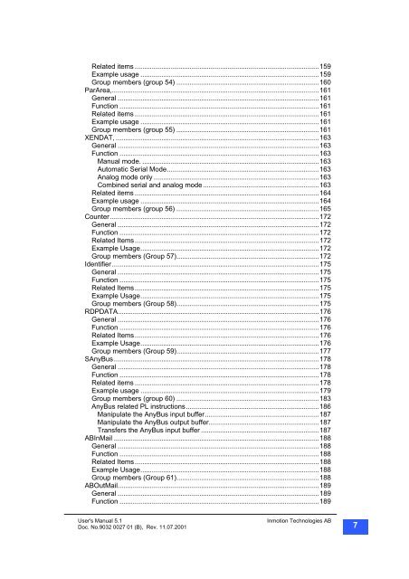 Table of Contents - TG Drives