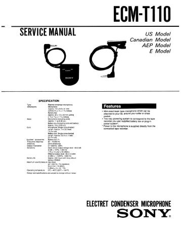 Sony ECM-T110 Service Manual - Coutant.org