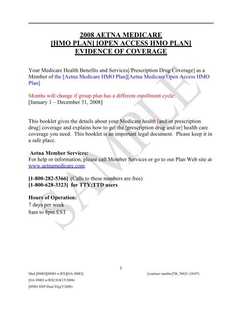 Aetna Medicare Advantage Sample Id Card