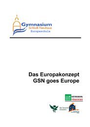 GSN goes Europe im Detail - am Gymnasium Schloß Neuhaus