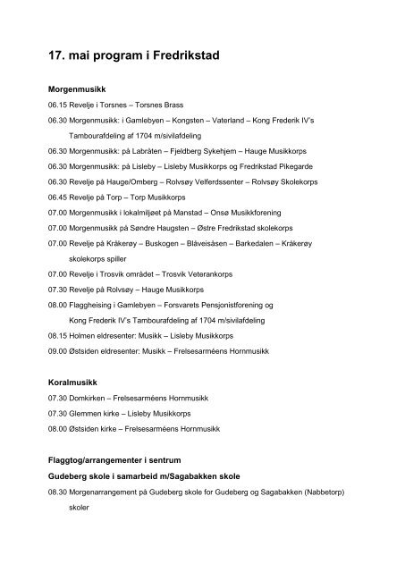 Program for 17. mai - Fredrikstad kommune