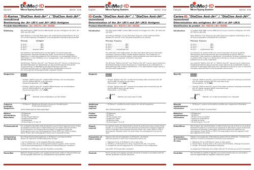 ID-Karten “DiaClon Anti-Jka” / “DiaClon Anti-Jkb” ID-Cards “DiaClon ...